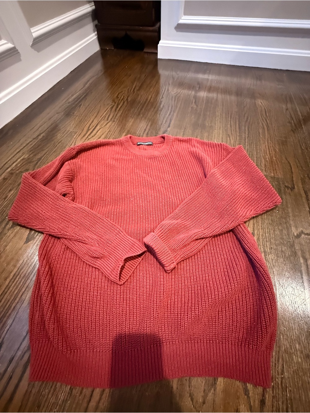 Crewneck Knit Sweater - Coral Red
